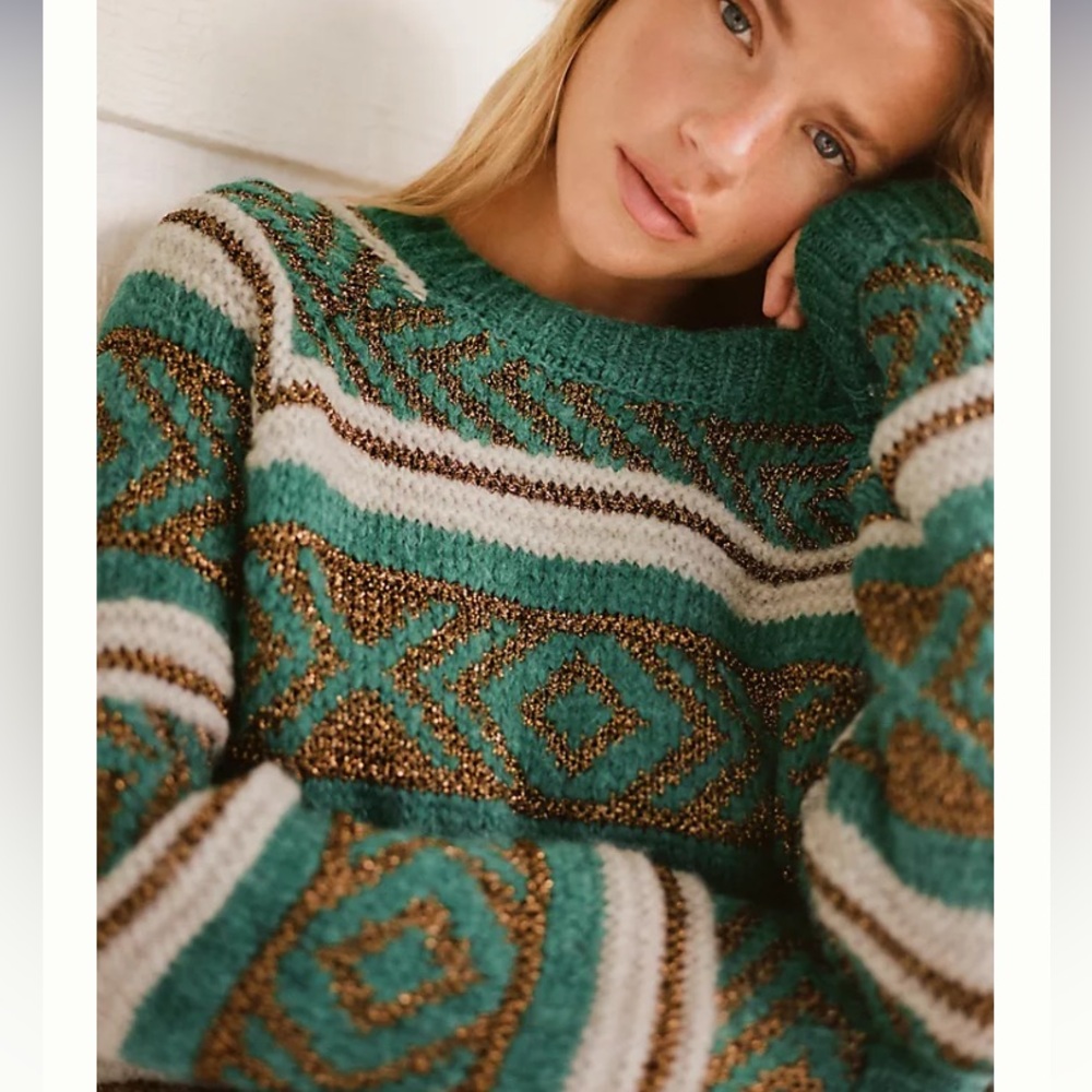 Scotch & Soda Metallic Fair Isles Sweater. Size Large or 40